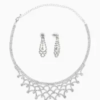 Набор 2 предмета: серьги, колье со стразами &laquo;Лёд. Паутина&raquo;, d=13.5 см, белый в серебре