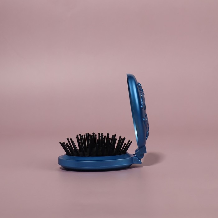 Расчёска массажная &laquo;Перламутровая бабочка&raquo;, складная, с зеркалом, 5,5 &times; 9 см, цвет МИКС