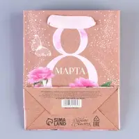 Пакет подарочный крафтовый, упаковка, &laquo;8 марта&raquo;, S 12 х 15 х 5.5 см