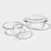 Набор кастрюль из жаропрочного стекла для запекания Доляна &laquo;Гратен&raquo;, 2 предмета: 1 л, 1,5 л, с крышками