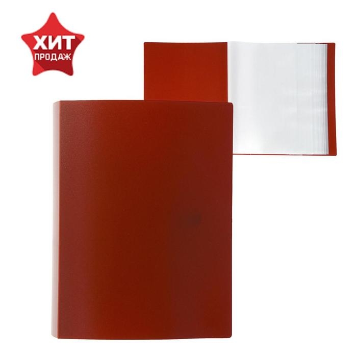 Папка с 100 вкладышами А4, 700 мкм, Calligrata, текстура Папка с 100 вкладышами А4, 700 мкм, Calligrata, текстура "песок", красная