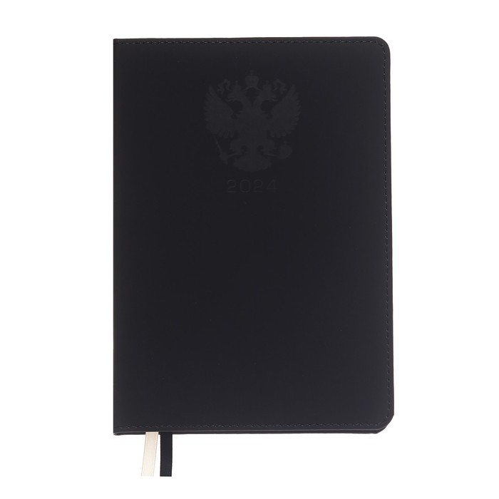 Ежедневник датированный 2024 A5 176 листов, deVENTE.Emblem, твёрдая обложка из искусственной кожи, ляссе, кремовый блок 70 г/м2, чёрный Ежедневник датированный 2024 A5 176 листов, deVENTE.Emblem, твёрдая обложка из искусственной кожи, ляссе, кремовый блок 70 г/м2, чёрный