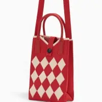 Сумка подр Ромбы, 12*4*17, отд на кнопке, дл ремень, красный