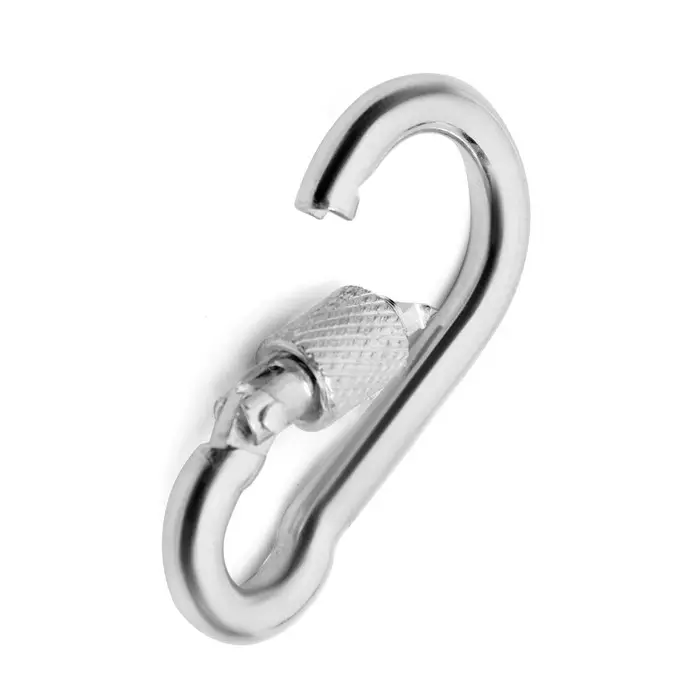 Карабин монтажный с фиксатором ТУНДРА krep, DIN5299D, 5&times;50 мм, оцинкованный, 1 шт.