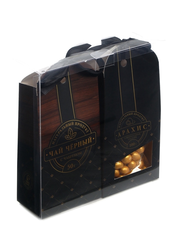 Подарочный набор &laquo;Деревянный: мужской&raquo;: чай, арахис в шоколадной глазури