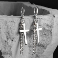 Серьги металл &laquo;Крест и цепочка&raquo;, цвет серебро