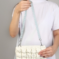 Цепочка для сумки, пластиковая, с карабинами, 23 &times; 17 мм, 68 см, цвет бирюзовый/серебряный