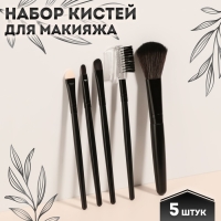 Набор кистей для макияжа, 5 предметов, PVC-чехол, цвет чёрный Набор кистей для макияжа, 5 предметов, PVC-чехол, цвет чёрный