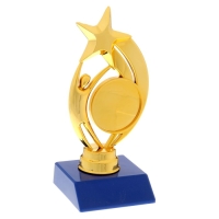 Наградная фигура &laquo;Звезда с человеком&raquo;, подставка пластик синяя, 15 х 6,3 х 6,3 см.