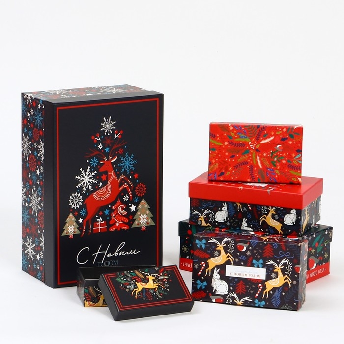 Набор коробок подарочных 15 в 1 &laquo;Европейский&raquo;, 12 х 7 х 4 см - 46,6 х 35,2 х 17.5 см, Новый год