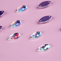 Стразы пришивные &laquo;Лепесток&raquo;, из органического стекла, с голографией, 7 &times; 15 мм, 50 шт