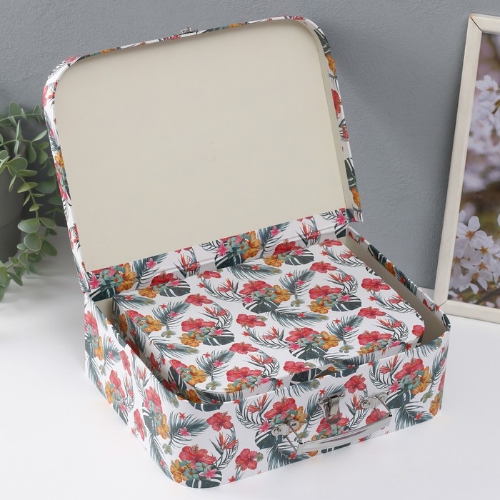 Шкатулка картон сундучок Шкатулка картон сундучок "Тропики" набор 3 шт 29,5х21,5х9,6 24,5х18,5х9 19,5х15,5х8,2 см