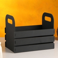 Кашпо деревянное 25&times;15&times;20 см "Кармен", ручки вырезы боковые, чёрный Дарим Красиво