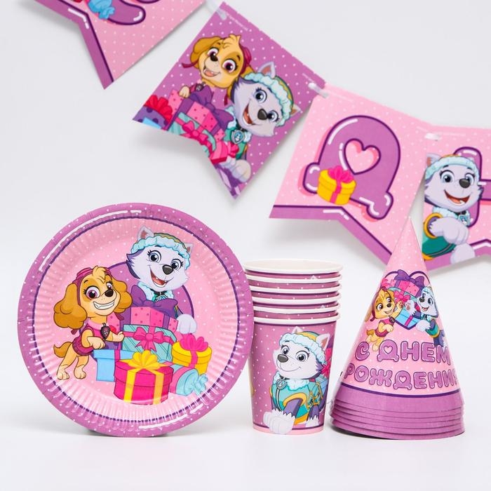 Набор бумажной посуды, на 6 персон Набор бумажной посуды, на 6 персон "С днем рождения!", Щенячий патруль