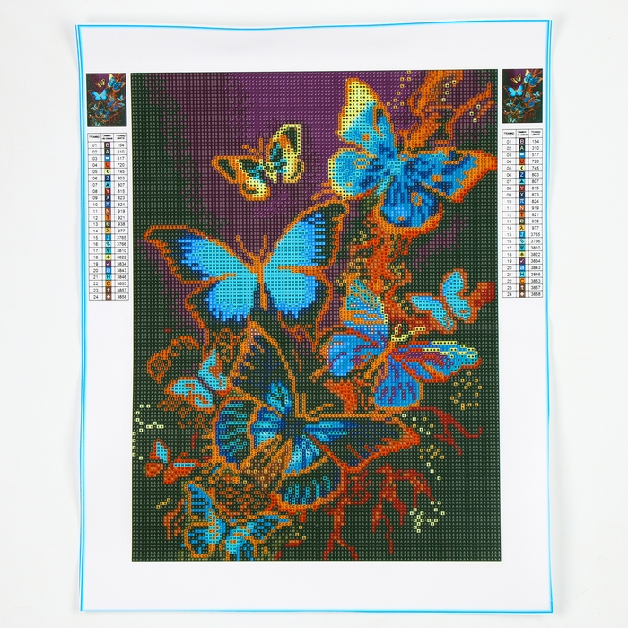 Алмазная мозаика с полным заполнением на холсте &laquo;Бабочки&raquo;, 30 х 40 см