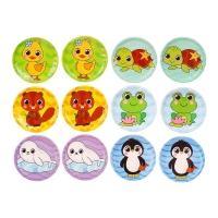 Мемо-игра: развивающие наклейки - присоски многоразовые для игры в ванной &laquo;Забавные животные&raquo;, найди пару, 6 пар, 12 стикеров EVA, Крошка Я