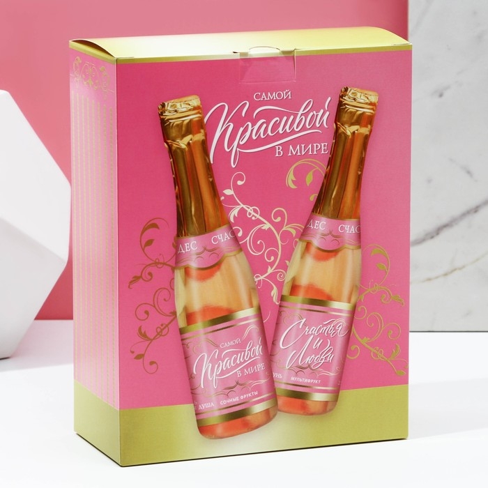Новогодний подарочный набор косметики «Самой лучшей», гель для душа и шампунь для волос во флаконах шампанское, 2 х 250 мл, Новый Год Новогодний подарочный набор косметики «Самой лучшей», гель для душа и шампунь для волос во флаконах шампанское, 2 х 250 мл, Новый Год