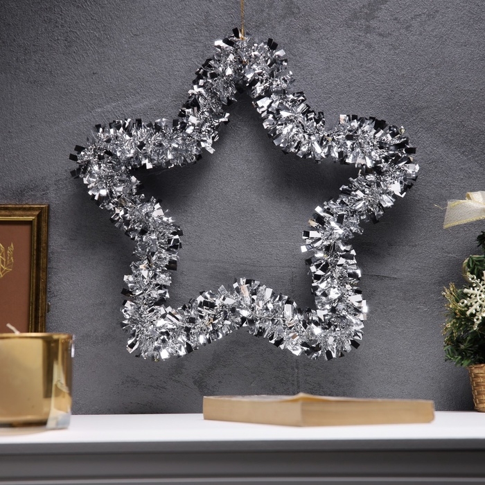 Светодиодная фигура из мишуры &laquo;Звезда красная&raquo; 30 &times; 5 см, 20 LED, батарейки AG10х3 (в комплекте), свечение тёплое белое