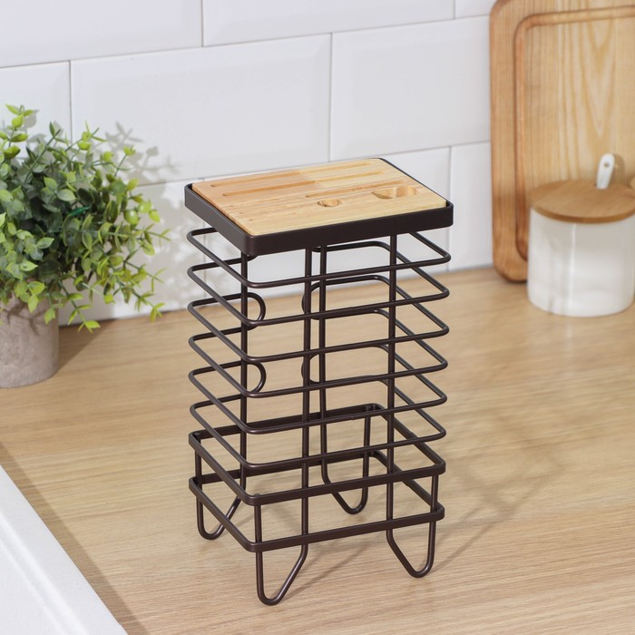 Подставка для ножей Доляна &laquo;Лофт&raquo;, 13&times;10,5&times;23 см, цвет коричневый