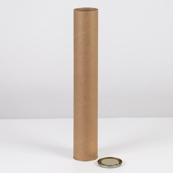 Тубус 76х490 мм (470 мм внутренняя Высота),плотный картон, металлическая крышка