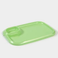 Блюдо для шашлыка с соусницей 30,3&times;21&times;2,5 см, цвет зеленый