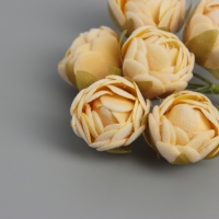 Декор для творчества "Пионы" жёлтые (1 набор=1 букет) в букете 6 шт 2,5х10,5 см