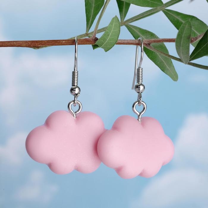 Серьги металл &laquo;Облачко&raquo; воздушное, цвет розовый