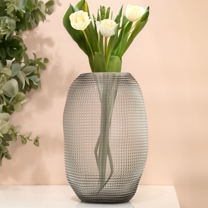 Ваза для цветов &laquo;Крокус&raquo; из прозрачного черного стекла 30 х 20 х 20 см