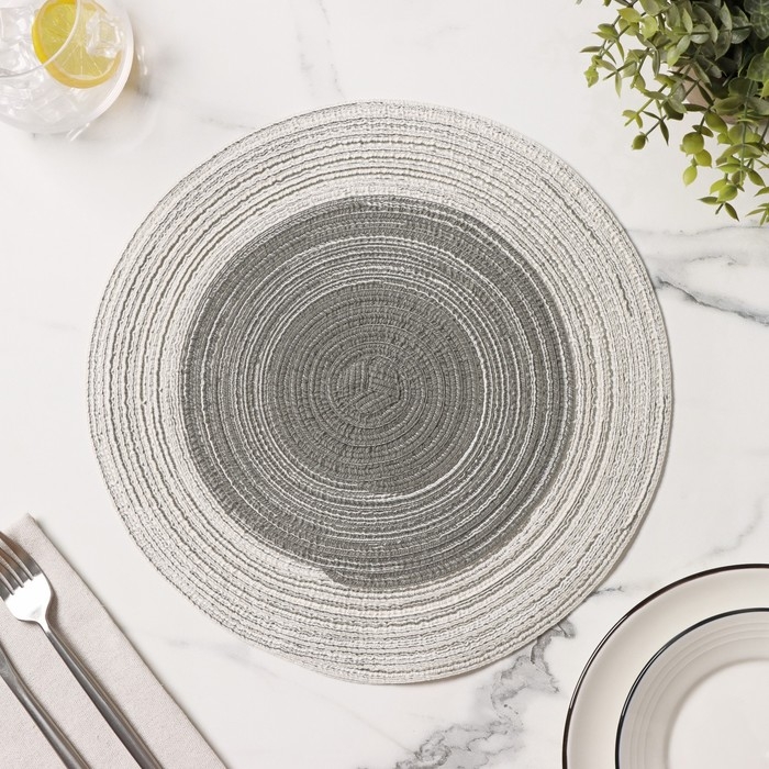 Салфетка сервировочная на стол Доляна &laquo;Градиент&raquo;, d=30 см, цвет серый