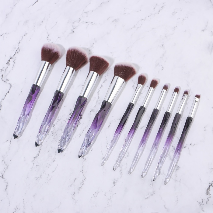 Набор кистей для макияжа «Luminous», 10 предметов, PVC - чехол, цвет чёрный/фиолетовый Набор кистей для макияжа «Luminous», 10 предметов, PVC - чехол, цвет чёрный/фиолетовый