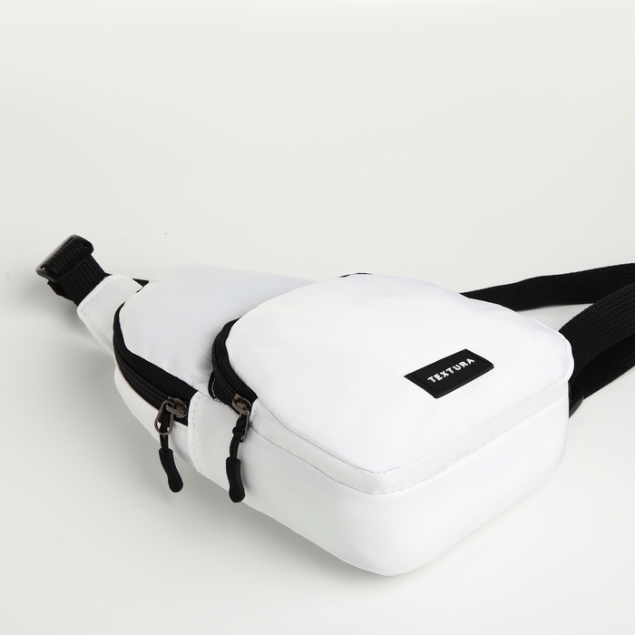Сумка-слинг на молнии TEXTURA, наружный карман, цвет белый Сумка-слинг на молнии TEXTURA, наружный карман, цвет белый