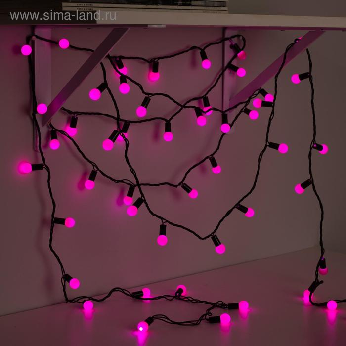 Гирлянда «Нить» 20 м с насадками «Шарики 1.5 см», IP44, тёмная нить, 200 LED, свечение розовое, 8 режимов, 220 В Гирлянда «Нить» 20 м с насадками «Шарики 1.5 см», IP44, тёмная нить, 200 LED, свечение розовое, 8 режимов, 220 В