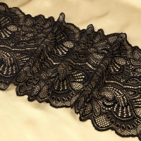 Кружевная эластичная ткань, 210 мм &times; 2,7 &plusmn; 0,5 м, цвет чёрный