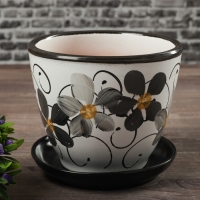 Горшок для цветов &laquo;Фиалка&raquo;, 1 л, d=15 см, h=13 см, керамический, с поддоном