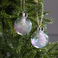 Набор ёлочных шаров &laquo;Мишура блестящая&raquo; 2 шт., батарейки, 1 LED, свечение RGB