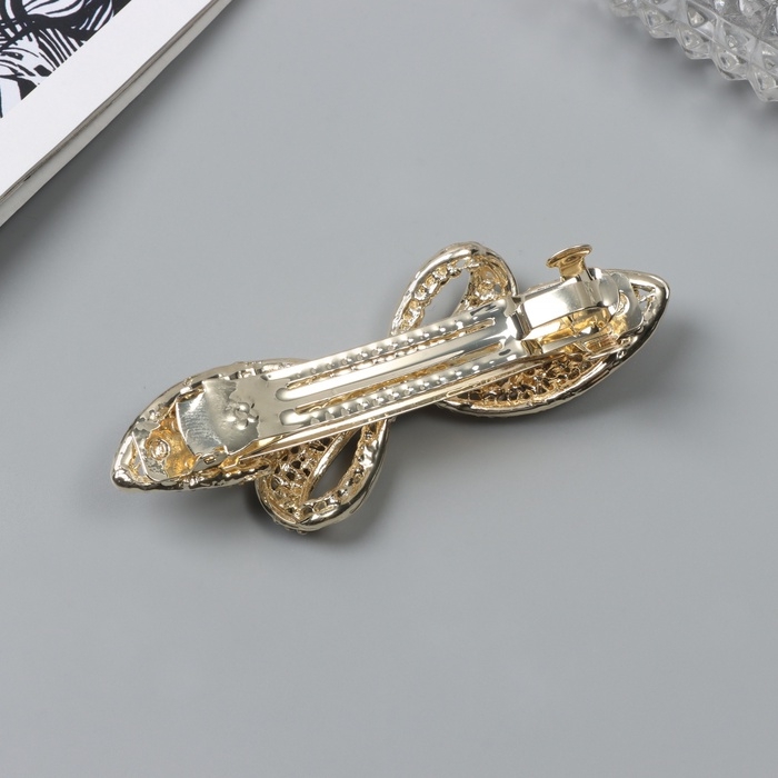 Заколка-автомат для волос "Ливия" бант лепестки, 8,5 см, золото