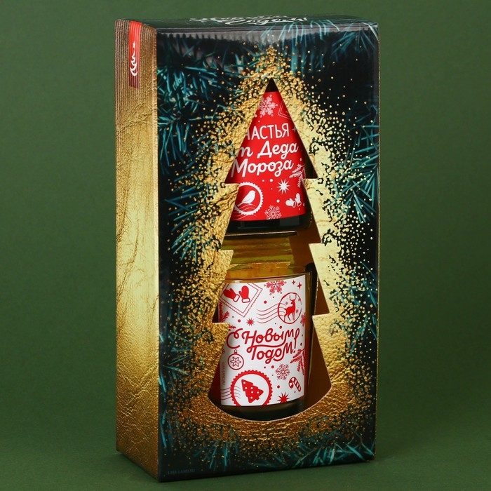 Свечи в стакане новогодние &laquo;Новый год: Счастья от Деда Мороза&raquo;,   набор, 2 шт., аромат корица и апельсин