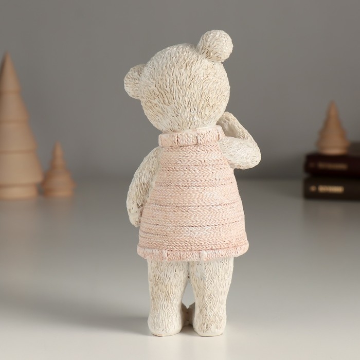 Сувенир полистоун "Удивленный мишка в розовом свитере" 7,5х5,5х16 см