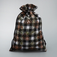 Мешочек подарочный холща &laquo;Новогодняя клетка&raquo;, 16 х 24 см +/- 1.5 см, Новый год