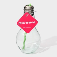 Бокал стеклянный для коктейля Доляна «Лампочка», 500 мл, с трубочкой, откручивающаяся крышка Бокал стеклянный для коктейля Доляна «Лампочка», 500 мл, с трубочкой, откручивающаяся крышка