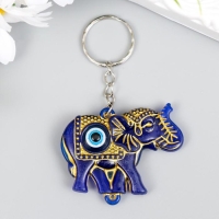Брелок пластик глазки "Индийский слон от сглаза" синий с золотом 3,5х5 см Брелок пластик глазки "Индийский слон от сглаза" синий с золотом 3,5х5 см