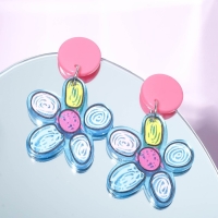 Серьги пластик &laquo;Рисунок&raquo; цветок, цветные