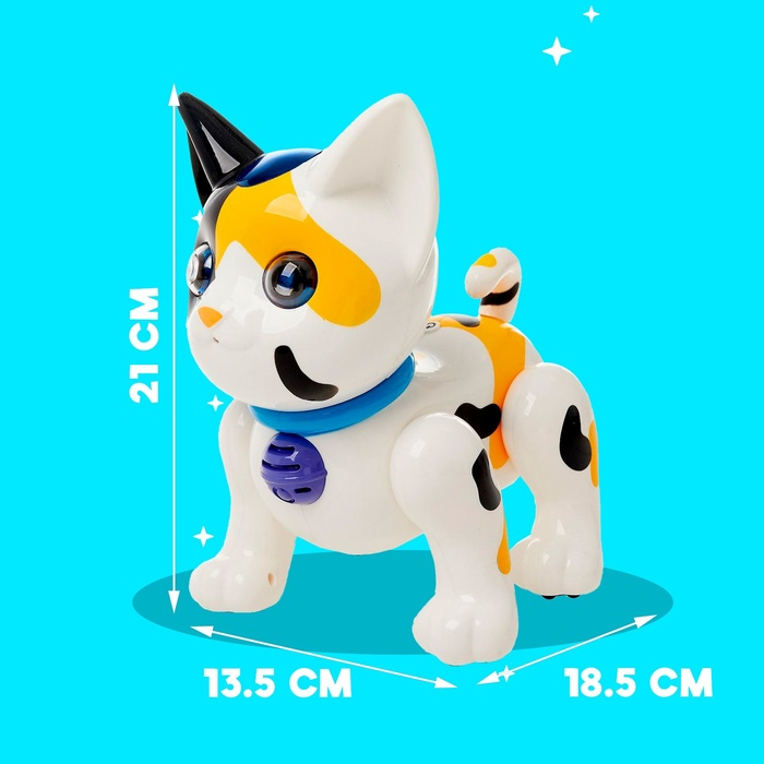 Робот кот &laquo;Умный питомец&raquo; ZHORYA, программируемый, на пульте управления, интерактивный: звук, свет, танцующий, музыкальный, на батарейках, на русском языке, белый