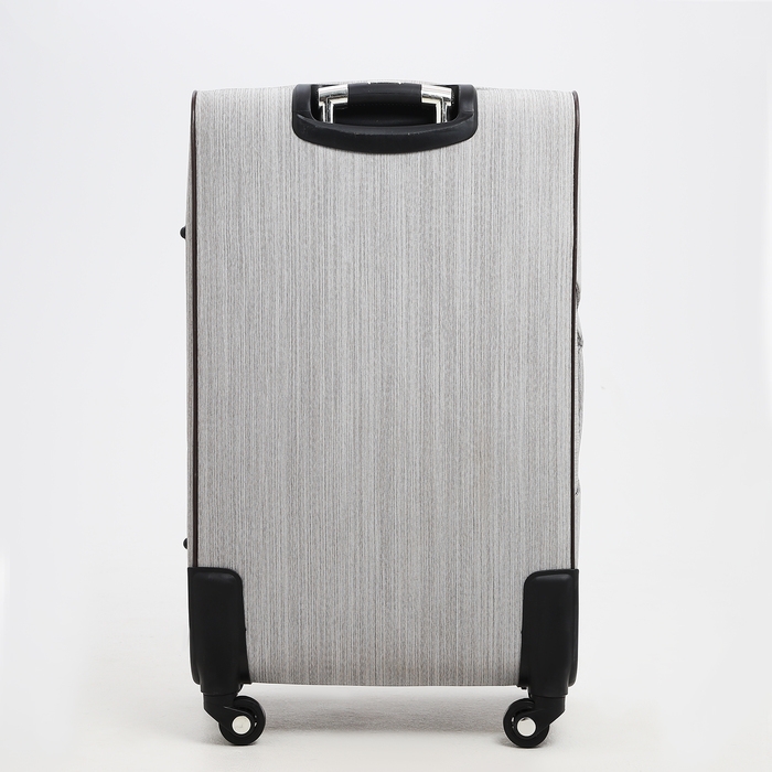 Чемодан большой 95 л (L), отдел на молнии, с расширением, кодовый замок, 4 колеса, наружный карман, цвет серый