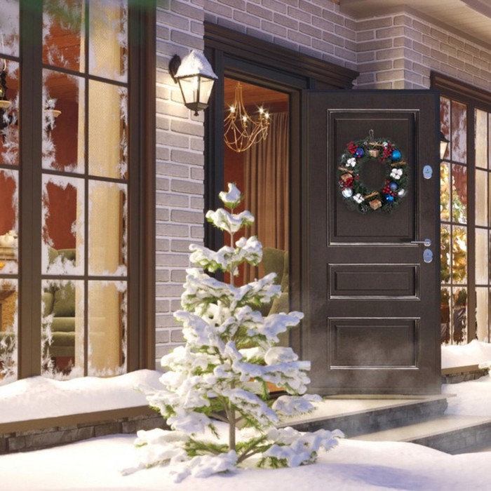 Новый год. Венок праздничный &laquo;Морозное утро&raquo;,45 см, ручная работа