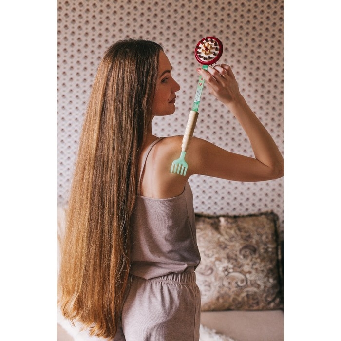 Массажёр-чесалка &laquo;Отдых&raquo; двусторонний, 38 &times; 8 &times; 5,5 см, универсальный, деревянный, разноцветный