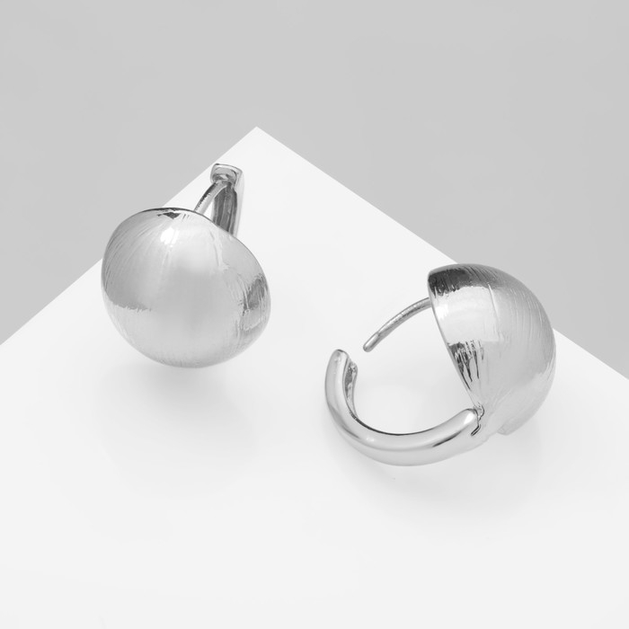 Серьги металл &laquo;Аккорд&raquo; полусфера, цвет серебро