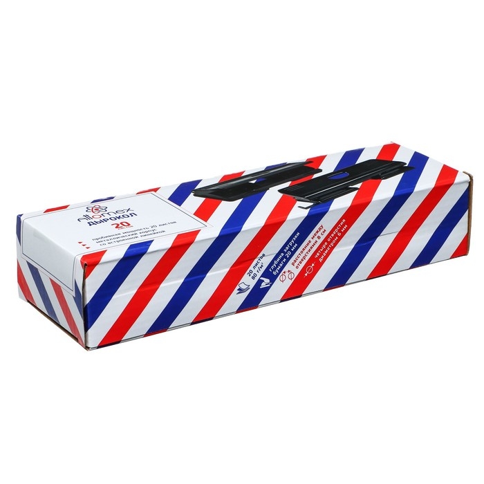 Дырокол металлический 20 листов, Attomex, форматная линейка, чёрный