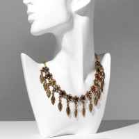 Колье &laquo;Индия&raquo; листья, цветное в чернёном золоте, 30 см