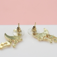 Серьги со стразами &laquo;Полумесяц&raquo; звёзды, цвет белый в золоте